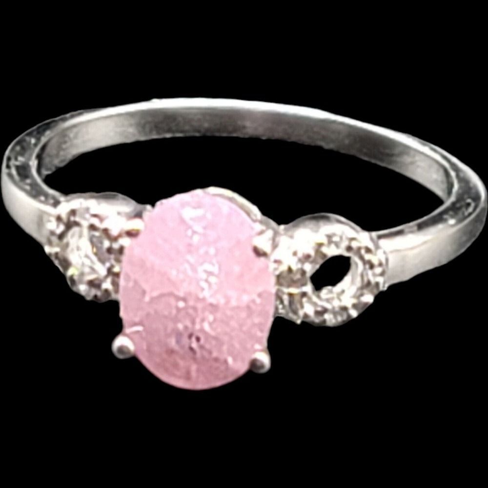 Beautiful 925 Sterling Silver Ring With Pink And Clear CZ Cubiz Zirconia Size 7